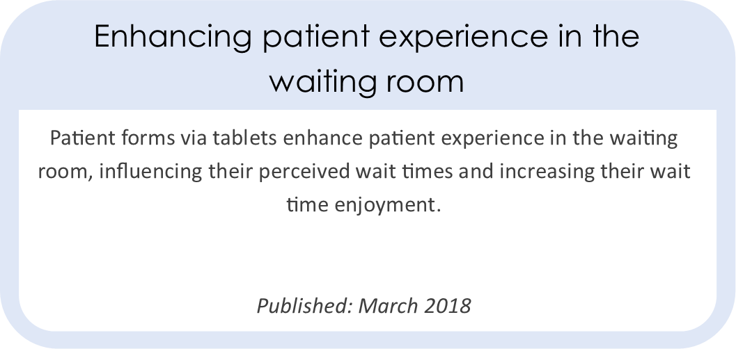 Enhancing patient experience in waiting room